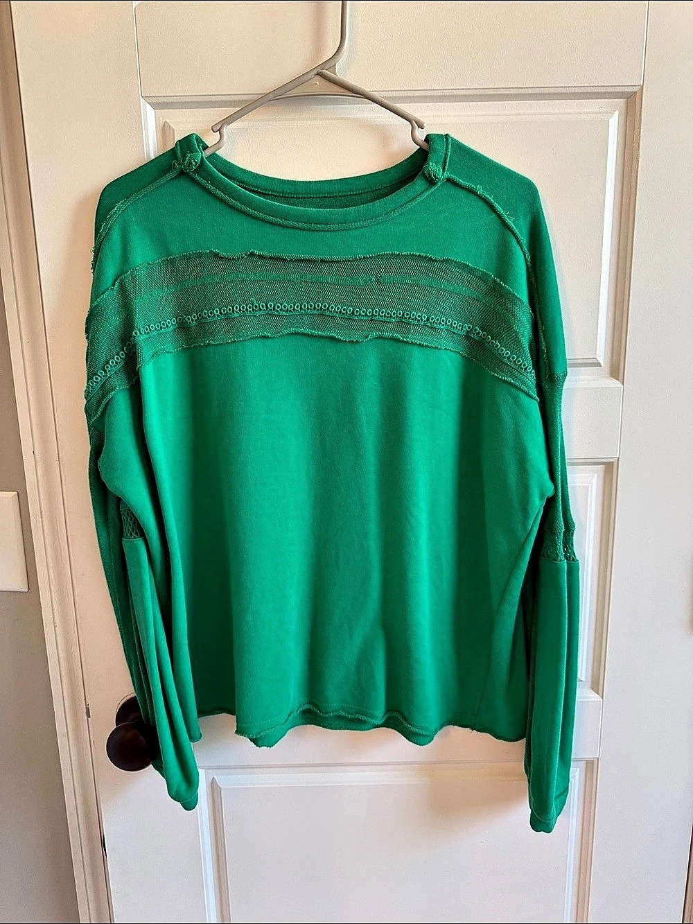 True Craft Green Lace-Knit Detail Size Small Like New